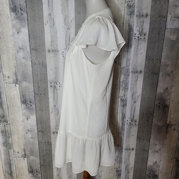 NEW Parker Small Ruffled Flutter Sleeve Dress in Pearl - Picture 5 of 10